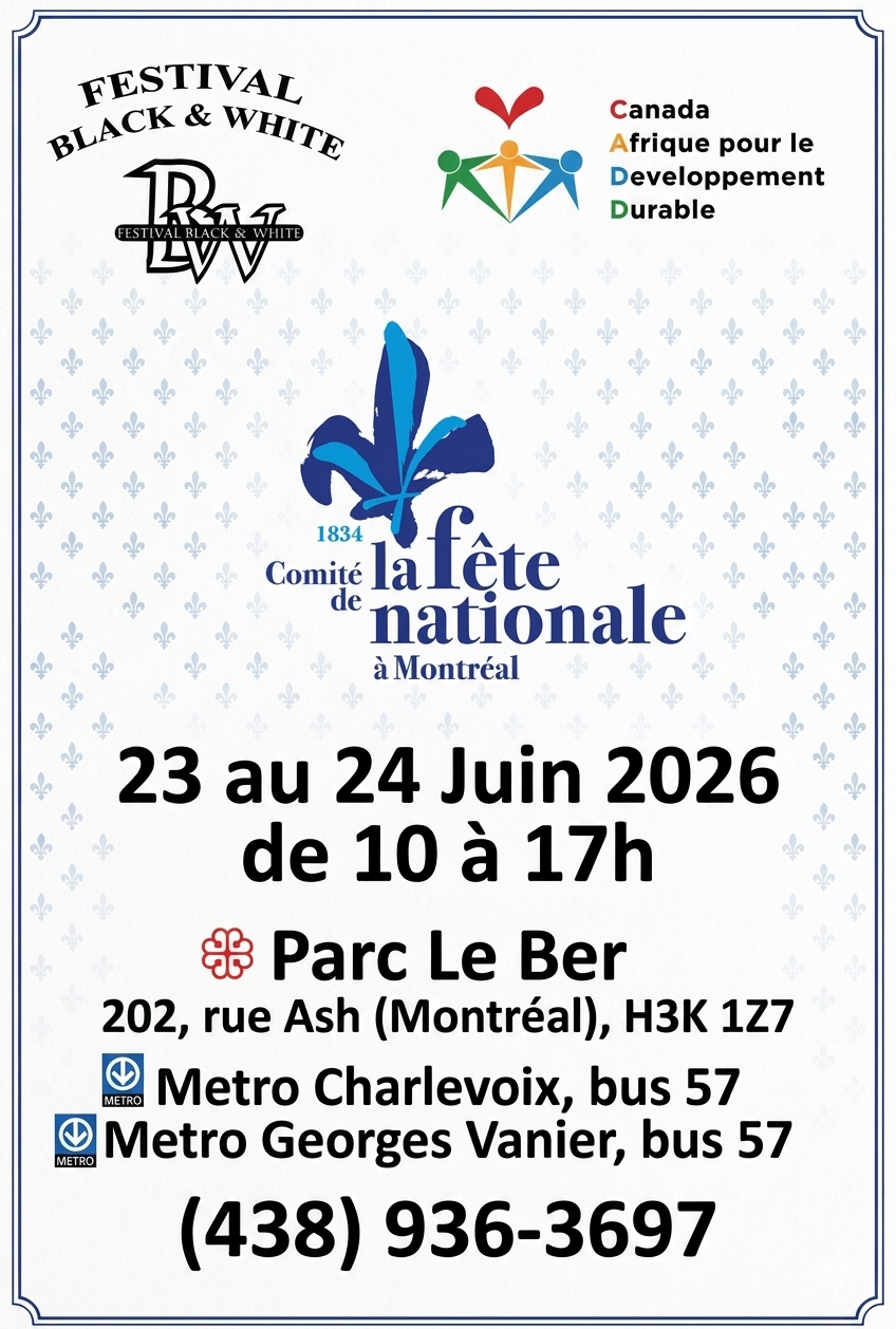 Affiche Fête Nationale – Festival Black & White & CADD, 23-24 juin 2026, Parc Le Ber